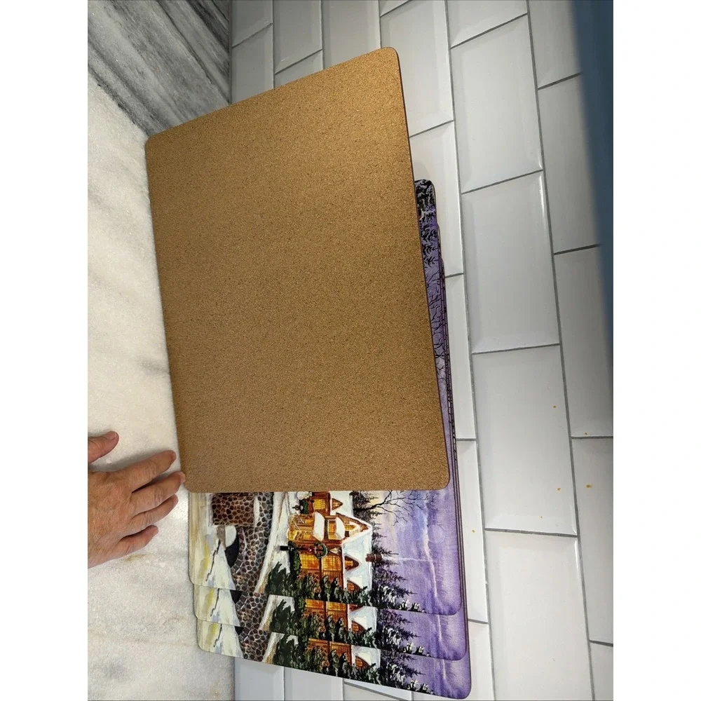 Set Of 4 Benson Mills Cork Back Christmas Placemats GW008